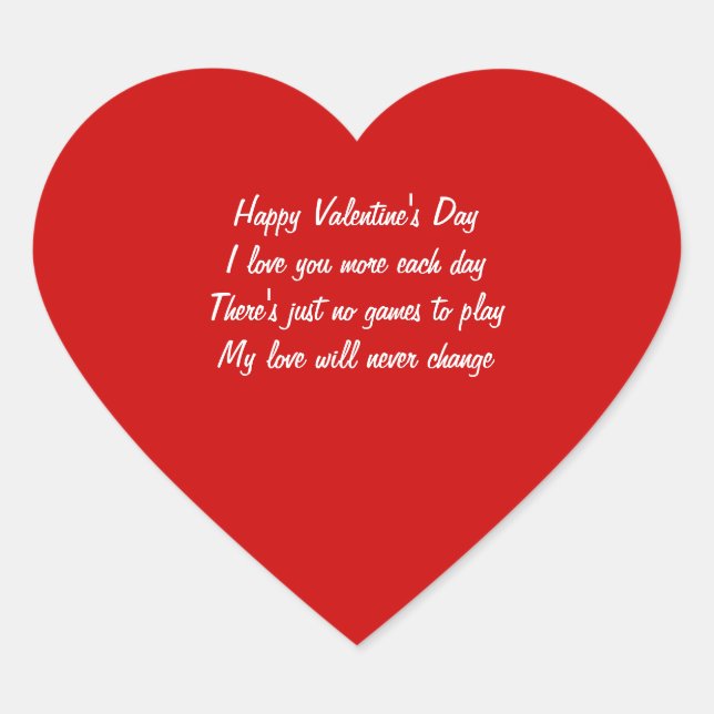 Sticker Cœur Poème de la Saint Valentin (Devant)