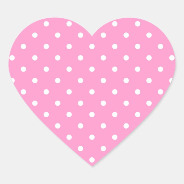Sticker Cœur Points blancs, Motif Pois rose. (Devant)