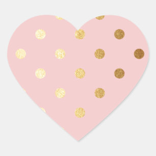 Sticker Cœur Points d'or sur le backround rose