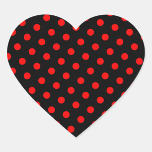 Sticker Cœur Points noirs et rouges