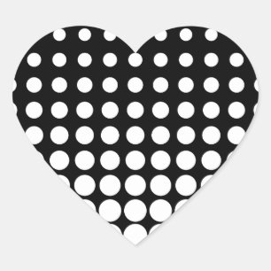 Sticker Cœur Points progressifs noirs et blancs