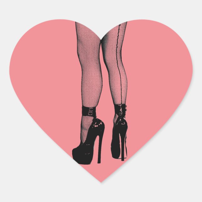 Sticker Cœur Poireaux de femmes Fishnet Stockage mode Enk Dessi (Devant)