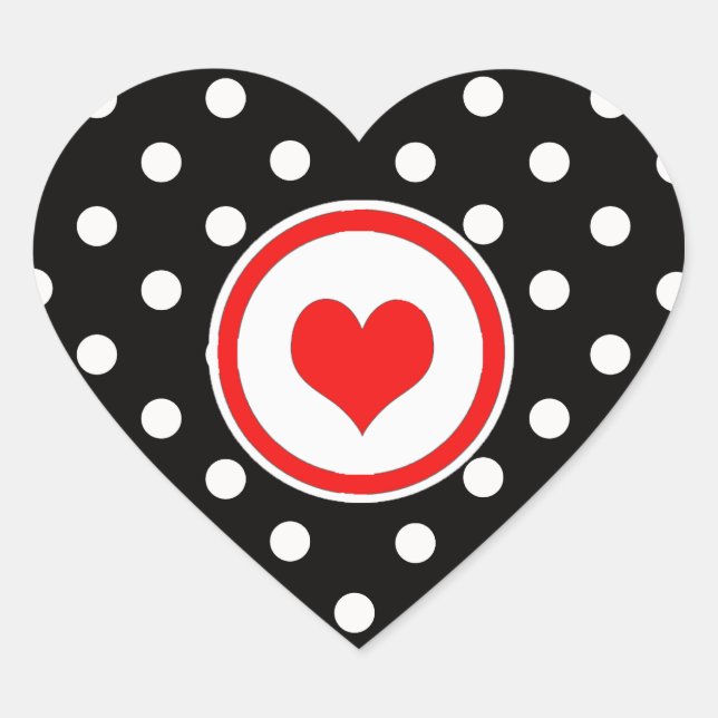 Sticker Cœur Pois au coeur rouge (Devant)