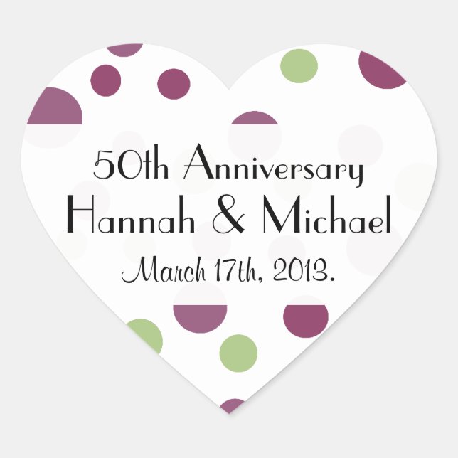 Sticker Cœur Pois, Motif de points Polka, points, anniversaire (Devant)