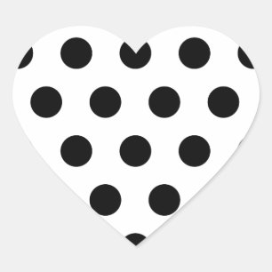 Sticker Cœur Pois noirs et blancs personnalisés