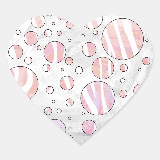 Sticker Cœur Pois rose et blanc Zebra (Devant)