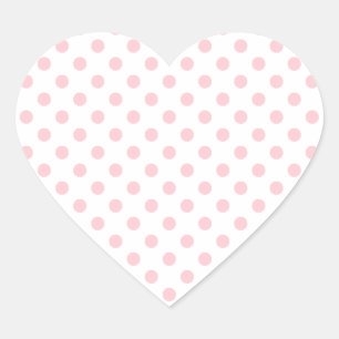 Sticker Cœur Pois - Rose sur blanc