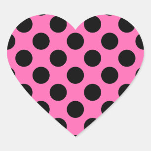 Sticker Cœur Pois roses chauds