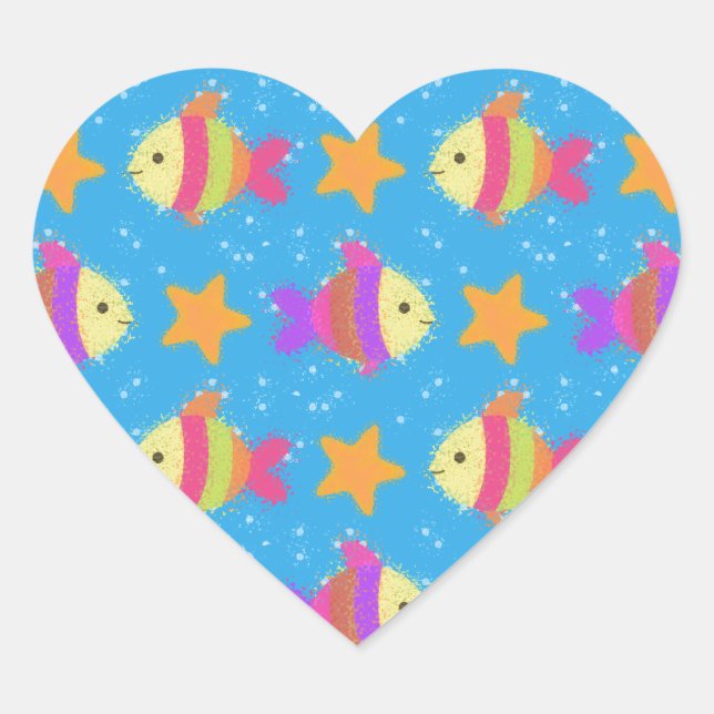 Sticker Cœur Poisson Et Motif D'Épée (Devant)