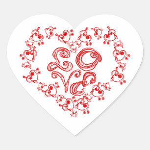 Sticker Cœur Police de tissu AMOUR Lettre Rouge Cœur Clé de Sol