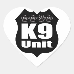 Sticker Cœur Police K9 Unit Black Badge Dog