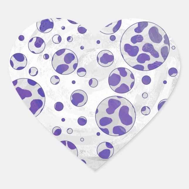 Sticker Cœur Polka blanc et violet dalmate (Devant)