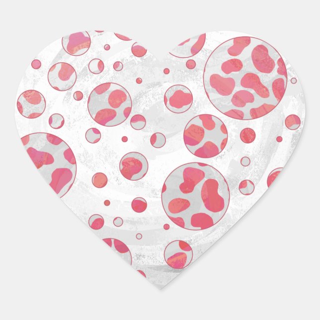 Sticker Cœur Polka Dot Dalmatie rose et blanc (Devant)