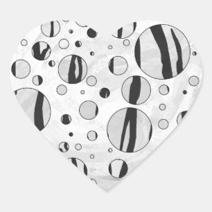 Sticker Cœur Polka Dot Tiger noir et blanc