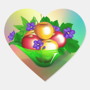 Sticker Cœur Pommes dans Vase