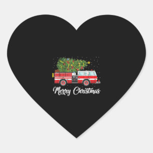 Sticker Cœur Pompier Camion Pompier Joyeux Noël
