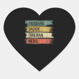 Sticker Cœur Pompier de l'herbe Mens Husband Daddy Fireman Hero