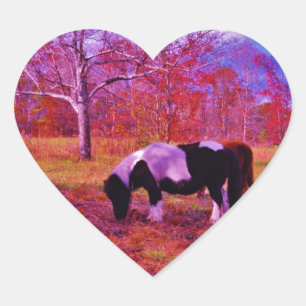 Sticker Cœur PONY dans un champ de couleur PLANCHE