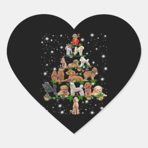 Sticker Cœur Poodle Arbre De Noël Couvert De Lampe De Feu