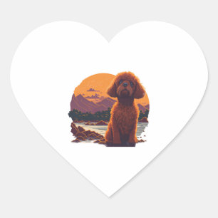 Sticker Cœur Poodle de jouet adorable