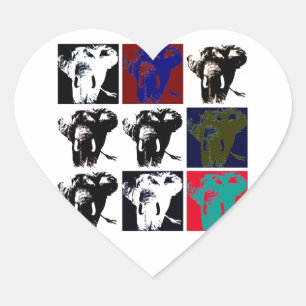 Sticker Cœur Pop Art Elephants