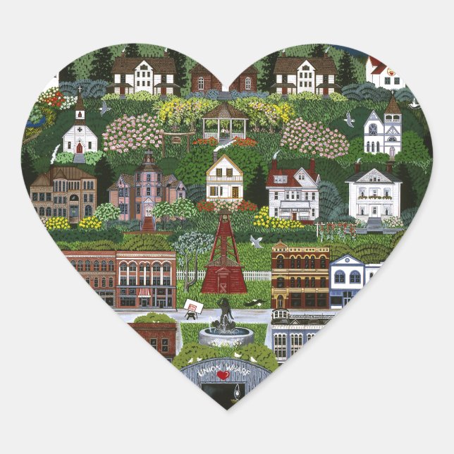 Sticker Cœur Port historique Townsend, Washington (Devant)