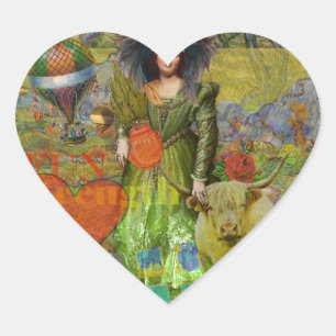 Sticker Cœur Portrait de femme classique vintage Taureau Art go