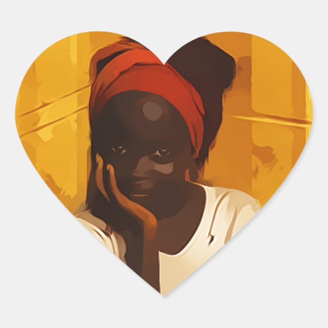 Sticker Cœur Portrait of Young african girl (Devant)