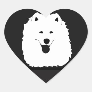 Sticker Cœur Portrait Samoyé, Feuillet d'autocollants brillant