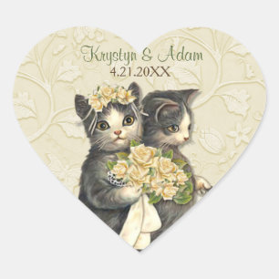 Sticker Cœur Posh Chats Mariage Ivory
