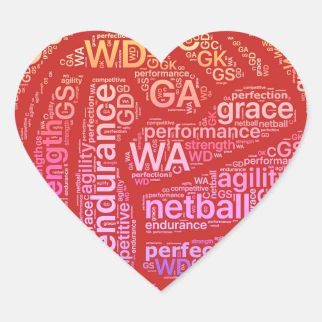 Sticker Cœur Positions de Netball Inspirationnel Design cardiaq (Devant)