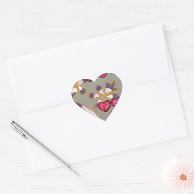 Sticker Cœur Pour Vous De Moi : Beau Coeurs Floraux Design (Enveloppe)