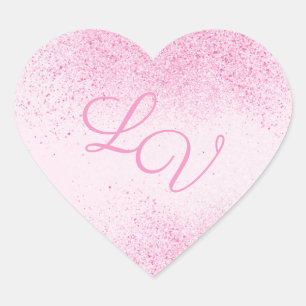 Sticker Cœur Poussière de Parties scintillant rose chatoyante