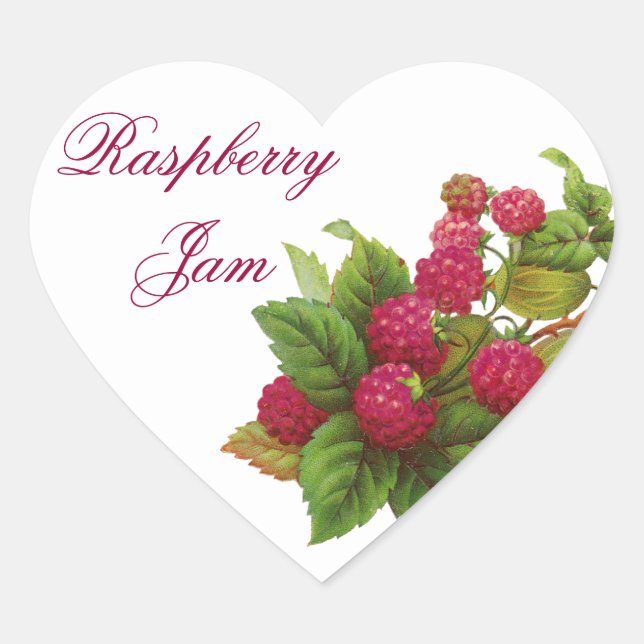 Sticker Cœur PRÉSERVE DES FRUITS ROUGES / RASPBERRIES Coeur (Devant)