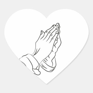 Sticker Cœur Prière Prête Mains Coeur Prétendre, Prier, Mains