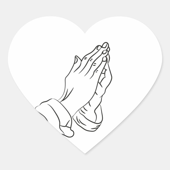 Sticker Cœur Prière Prête Mains Coeur Prétendre, Prier, Mains (Devant)
