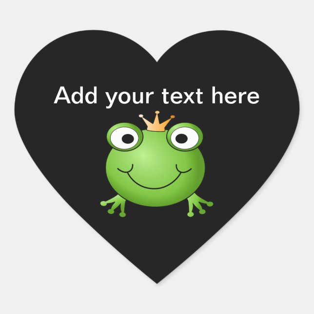 Sticker Cœur Prince des grenouilles. Grenouille souriante avec  (Devant)
