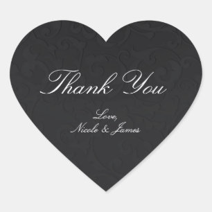 Sticker Cœur Princess Damask Black Elegant Storybook Mariage