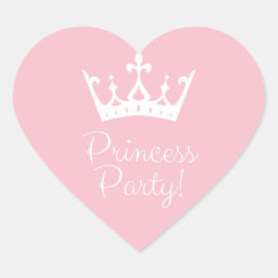 Sticker Cœur Princess Party Girly rose et blanc