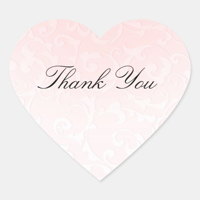 Sticker Cœur Princess Pink Damask Storybook Mariage élégant (Devant)