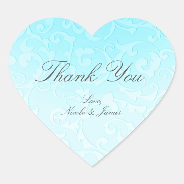 Sticker Cœur Princesse Blue Elegant Storybook Mariage (Devant)