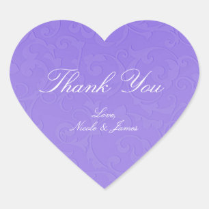Sticker Cœur Princesse Purple Damask Storybook Mariage élégant