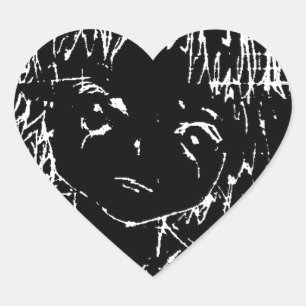 Sticker Cœur projet noir quotidien de manga d'anime