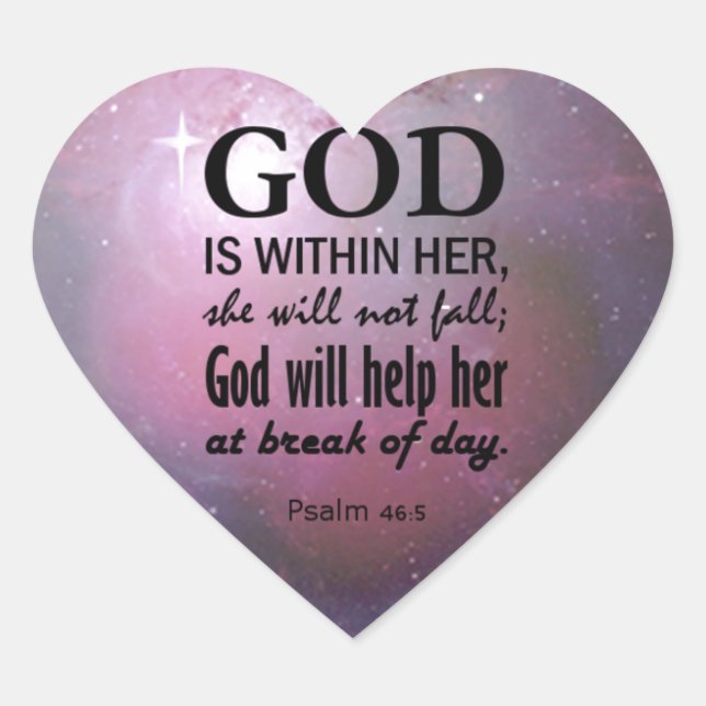Sticker Cœur Psaume 46:5 (Devant)