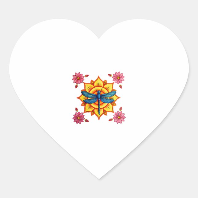 Sticker Cœur Psychedelic Sacred Geometry Mandala Insect Nature  (Devant)