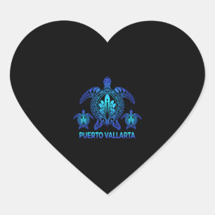 Sticker Cœur Puerto Vallarta Meco Ocean Blue Sea Turtle