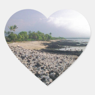 Sticker Cœur PunaluGu Plage de sable noir Hawaii Big Island