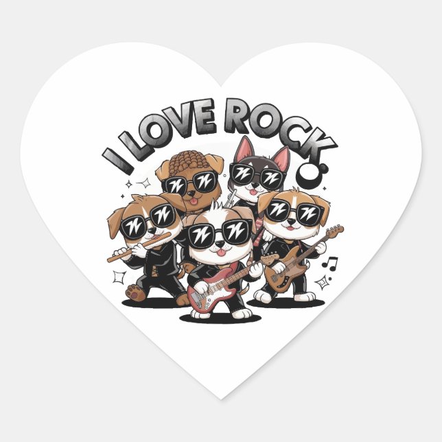 Sticker Cœur Puppy rock band (Devant)