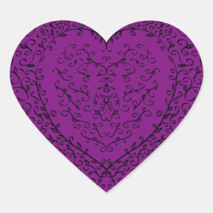 Sticker Cœur Purple Black Heart Gothique Mariage Élégant