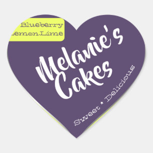 Sticker Cœur Purple citron jaune pâtisserie personnalisée Embal